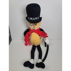 Vintage Mr. Peanut Stuffed Plush 26” Inches Scarf Cane 1991 Planters